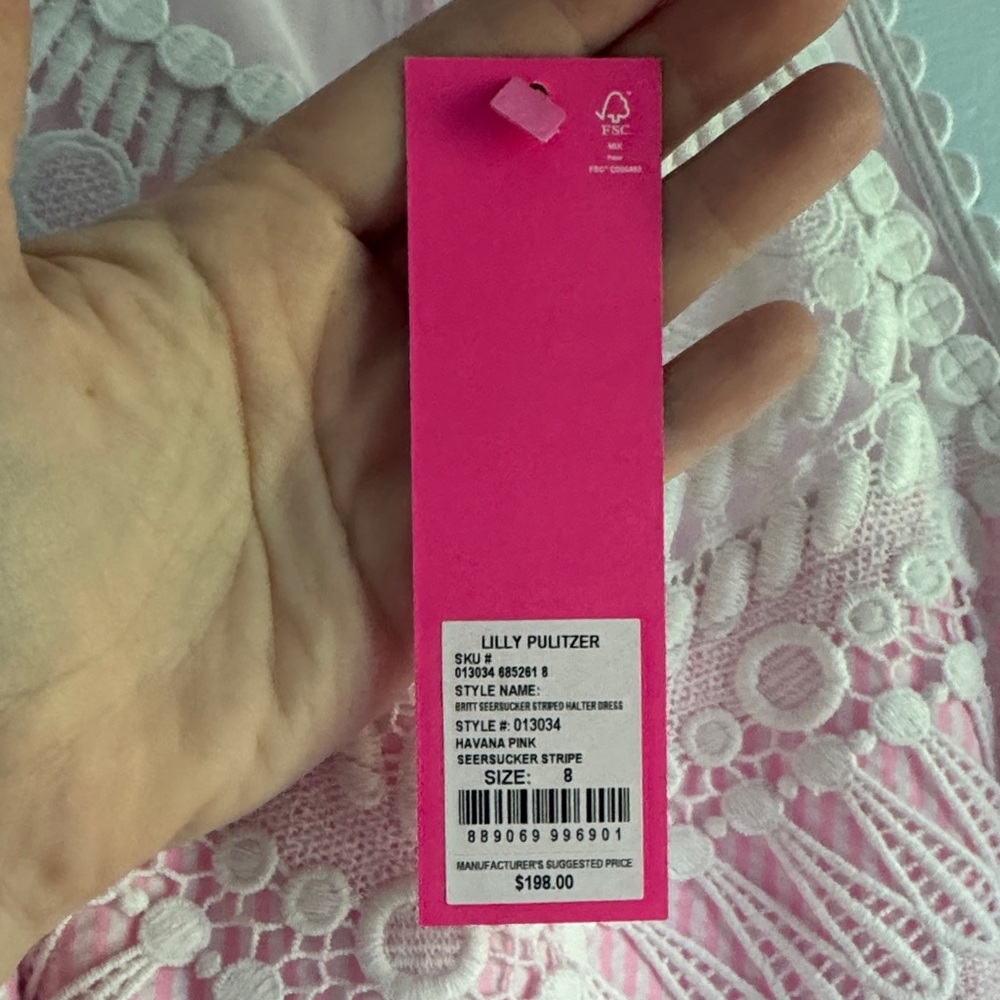 NWT Lilly Pulitzer Pink Crochet Yoke Tiered Sundress - Picture 2 of 5